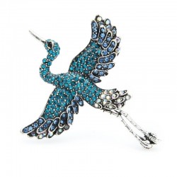 Flying Crane - elegant crystal broochBrooches