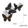 Triple papillons & perle - broche en cristal de luxe
