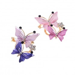 Pink Blue Butterfly BroochesBrooches