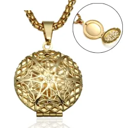 Hollow-out round ball - photo frame - necklaceNecklaces