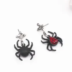 Matte Black Spider Boucles d'oreilles
