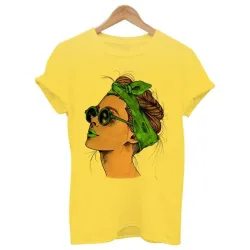 T-shirt d'été avec imprimé femme - t-shirt - jaune - rose - blanc