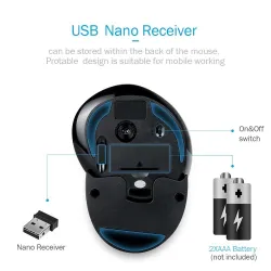 M618GX - 1600 DPI - souris sans fil verticale ergonomique - optique - 6 boutons - avec boîtier en silicone