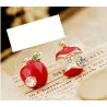Crystal apples - asymmetric earrings - green - redEarrings