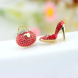 Crystal bag & shoe - asymmetric stud earringsEarrings