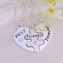 3Pcs Best Friends Forever Necklace Set - HeartNecklaces