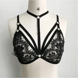 Bralette dentelle florale - Noir/Blanc