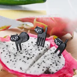 Fourche de fruits de chat noir - 6pcs/pack
