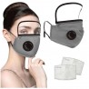 Masque protecteur de la bouche / face - Bouclier oculaire en plastique détachable - Robinet d'air - filtre 2,5PM - réutilisable