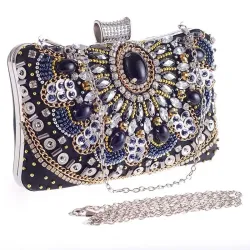 Diamond crystal purse - with chain - ladies - evening bagsBags