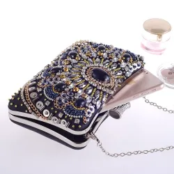 Diamond crystal purse - with chain - ladies - evening bagsBags