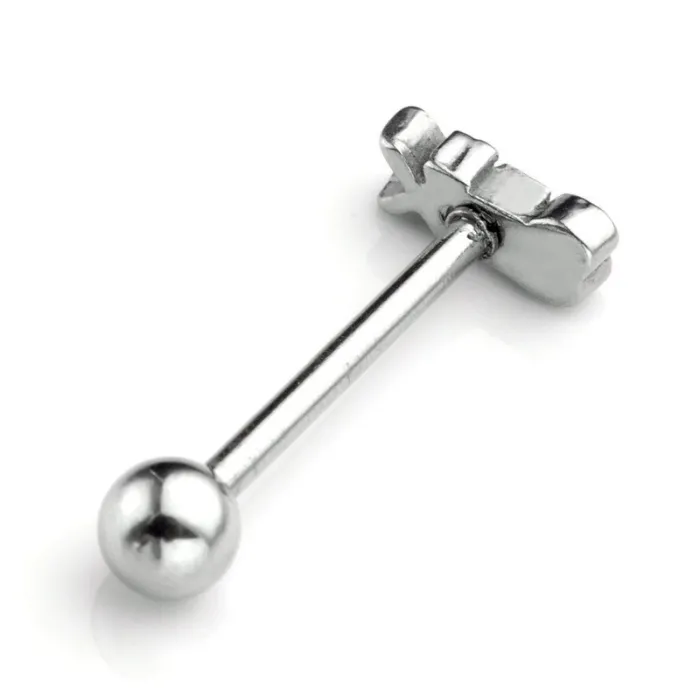 Tongue piercing - sexe - argent/or - acier inoxydable