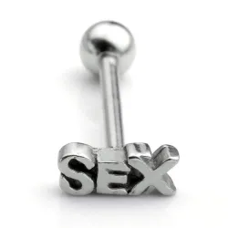 Tongue piercing - sexe - argent/or - acier inoxydable