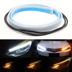 Lumière de bande à double couleur - 2pcs - blanc & jaune - voiture