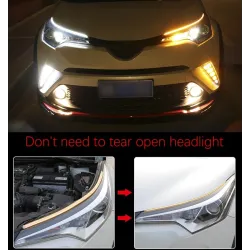 Lumière de bande à double couleur - 2pcs - blanc & jaune - voiture