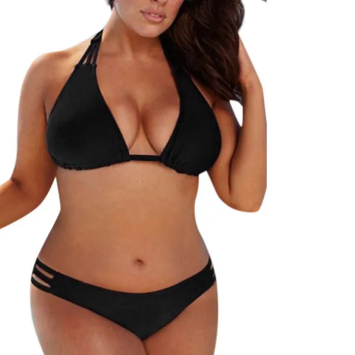 maillot de bain taille basse de deux pièces - plus taille - noir - blanc