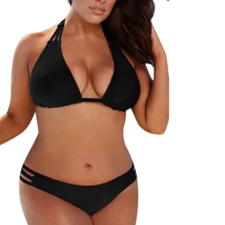maillot de bain taille basse de deux pièces - plus taille - noir - blanc