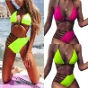Ensemble bikini chaud - maillot de bain - rose - vert néon