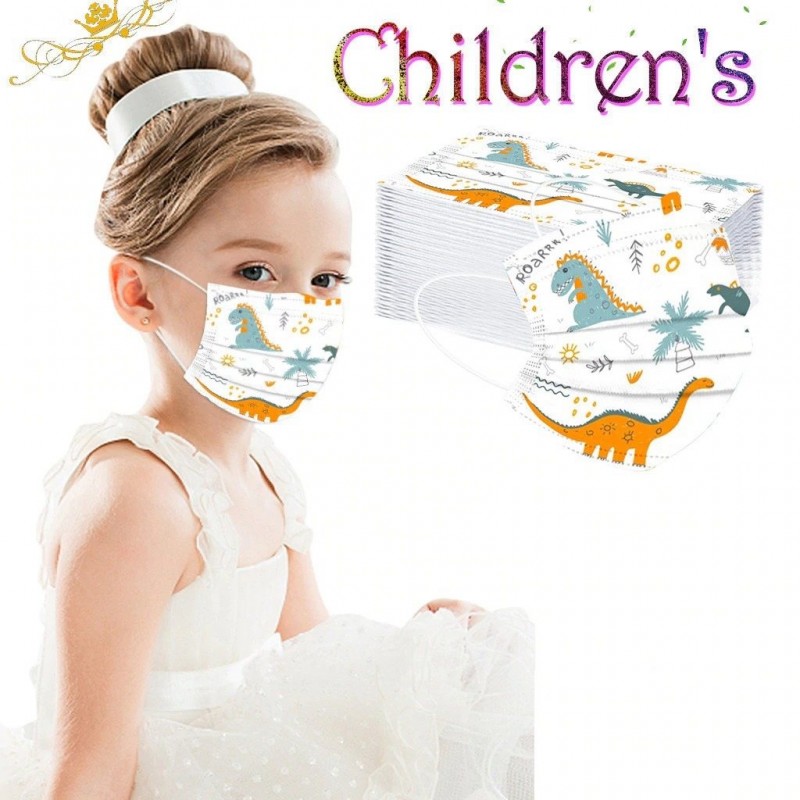 50 pièces - masque antibactérien jetable - masque de bouche pour enfants - 3 couches - imprimé animal