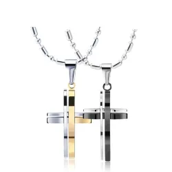 Collier de croix unique - or - noir - unisexe