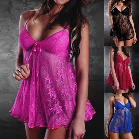 Ensemble de lingerie sexy - chemise de sommeil / string - plus taille