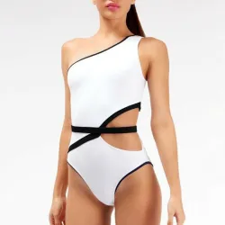 One shoulder padded - swimsuit - women - blue - pink - whiteSwimming