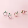Petits cercles & feuilles - Boucles d'oreilles en or rose / argent - 925 argent sterling