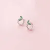Small circles & leaves - rose gold / silver stud earrings - 925 sterling silverEarrings