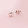 Petits cercles & feuilles - Boucles d'oreilles en or rose / argent - 925 argent sterling