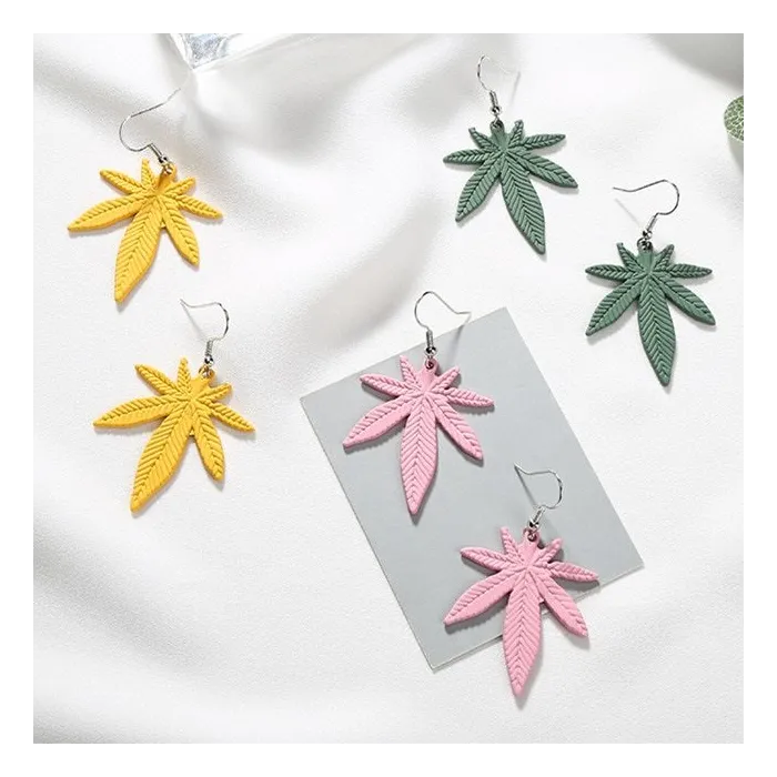 Hemp Leaves - Dangle Earrings - Geometric Drop EarringsEarrings