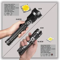 LED puissante Lampe de poche - XHP - Support de torche - charge Mircro