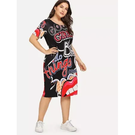 Grande taille - Impression drôle - Robe d'été - XL-5XL