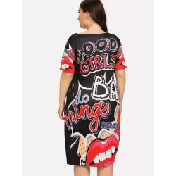 Grande taille - Impression drôle - Robe d'été - XL-5XL