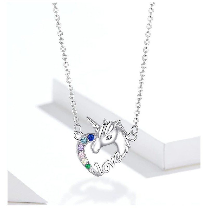 925 Sterling Silver - Unicorn Of Love - Necklaces - Zircon - PendantNecklaces