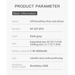 KF107 - GPS - 5G - WiFi - 1.2KM - 4K Servo Camera - Optical Flow Positioning - Brushless - Foldable - One Battery