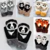 Enfants mitaines d'hiver avec des animaux de caricatures - gants doux