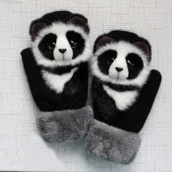 Enfants mitaines d'hiver avec des animaux de caricatures - gants doux