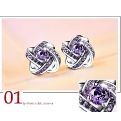 Boucles d'oreilles rondes exclusives avec cristaux - 925 argent sterling