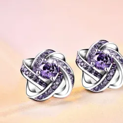 Boucles d'oreilles rondes exclusives avec cristaux - 925 argent sterling