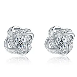 Boucles d'oreilles rondes exclusives avec cristaux - 925 argent sterling