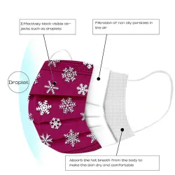 50 pièces - masque antibactérien jetable - 3 couches - unisex - motifs de Noël