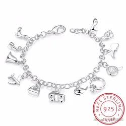 Jolie bracelet - 925 argent sterling - cristaux mixtes