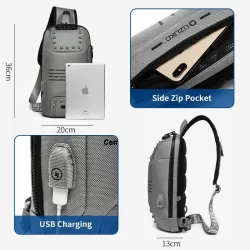 Sacs à corps - antivol - sac de messager - charge usb - hydrofuge