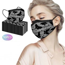 50 pieces - disposable antibacterial face / mouth masks - 3-layer - lace designMouth masks