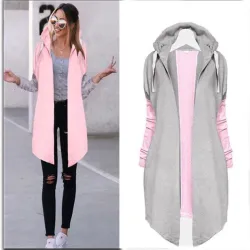 Women Coats - Casual - Hooded - Pink - Blue - BlackWomen's fashion