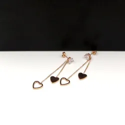 Cristal & coeurs - doubles pompons - rose boucles d'oreilles rose