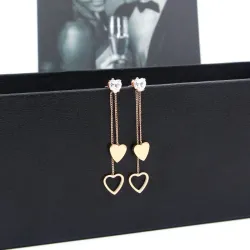 Cristal & coeurs - doubles pompons - rose boucles d'oreilles rose