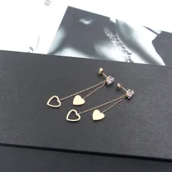 Cristal & coeurs - doubles pompons - rose boucles d'oreilles rose
