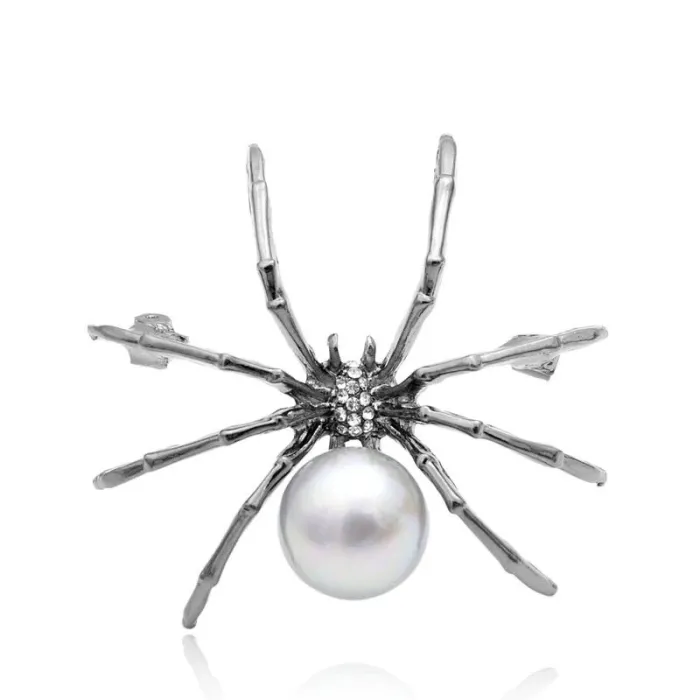 White spider with pearl - elegant broochBrooches