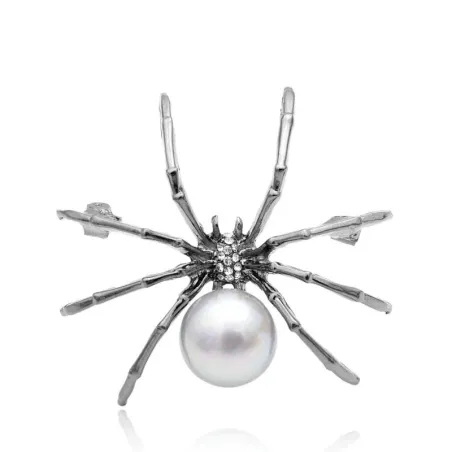 Araignée blanche avec perle - broche élégante